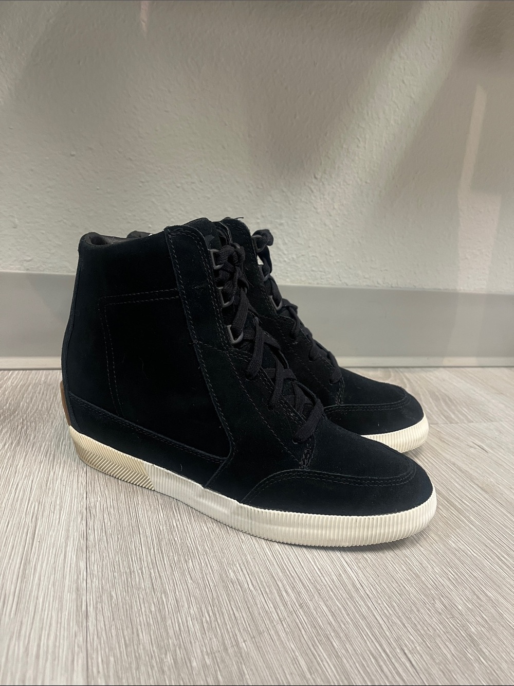 Black Suede High-Top Sneakers with White Sole